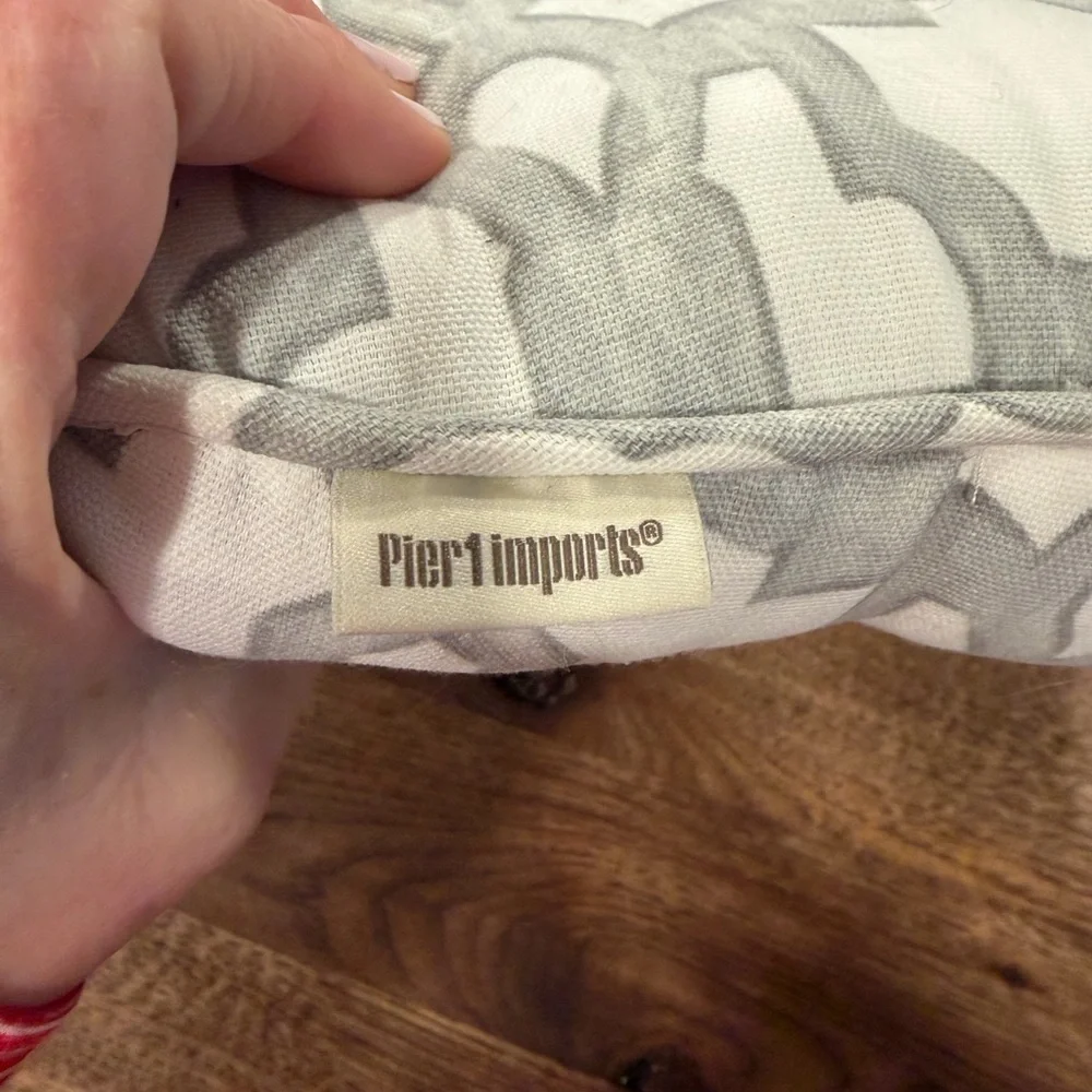 Pier 1 19x19” cream gray  Chair Cushion tufted